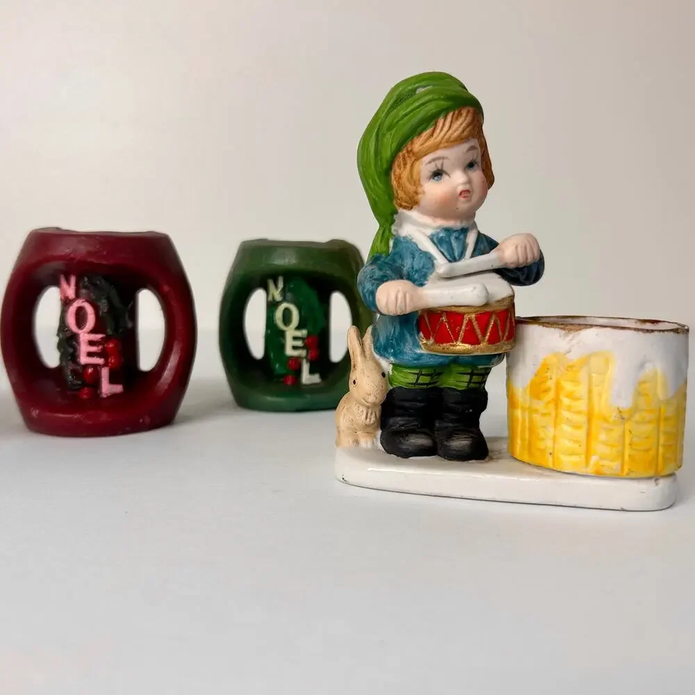 Vintage Christmas Candle Lot 2 Candles 3 Holders Japan Germany Holiday Decor